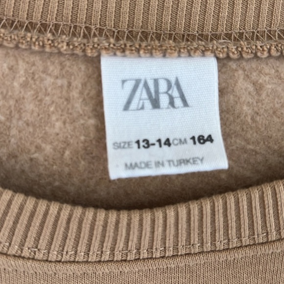 Zara Kids Tan Sweatshirt with Black Bows Size 13-14 - Picture 4 of 5